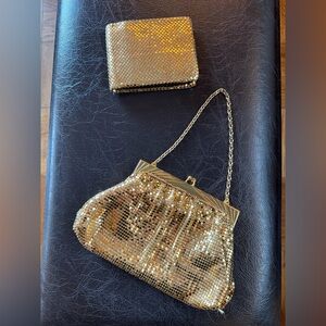 Vintage Whiting and Davis gold mesh purse with wallet.